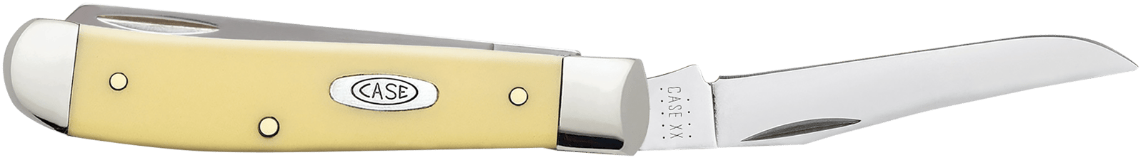 Case 00029 Trapper Mini 2.70"/2.75" Folding Clip Point/Spey Plain Tumble Polish Chrome Vanadium Steel Blade/Smooth Yellow Synthetic Handle