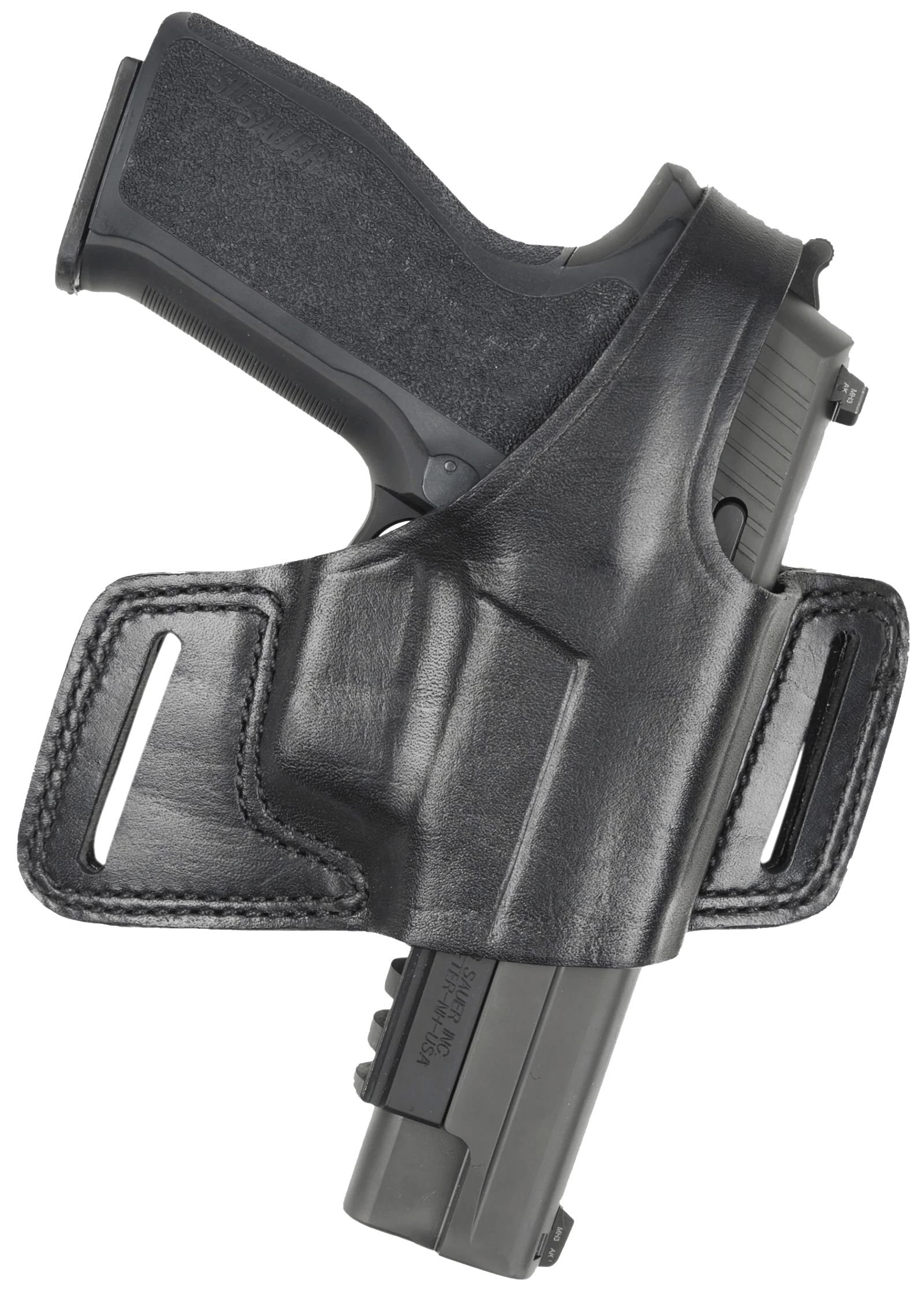 Bianchi 15718 Black Widow OWB Size 14 Black Leather Belt Slide Fits Glock 17 Fits Glock 19 Fits Glock 22 Right Hand