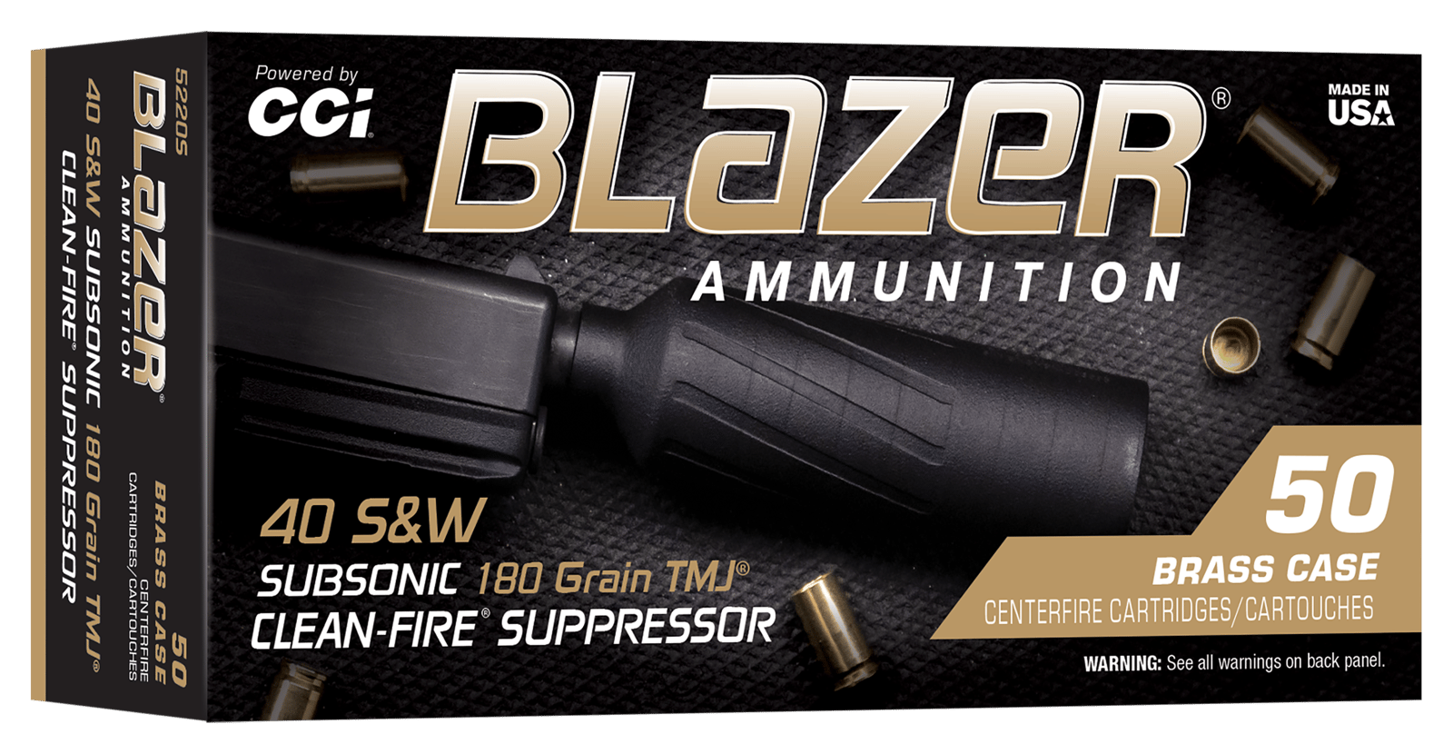 CCI 5220S Blazer 40S&W 180gr Total Metal Jacket 50/Box