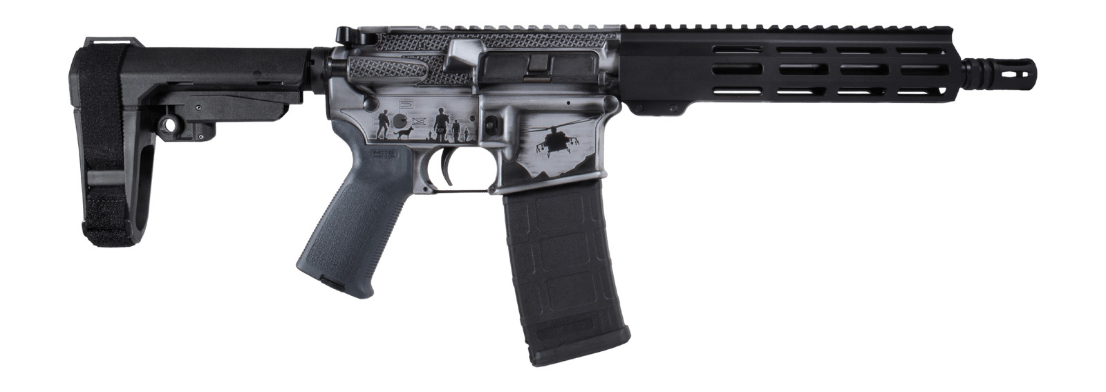 Shark Coast Tactical SCC07435MILGY-P Military 5.56 NATO 30+1 10.50" Black Nitride Threaded Barrel, Aluminum Receiver w/Picatinny Rail, M-LOK Handguard, Polymer SB Tactical SBA3 Brace, Magpul MOE Grip,