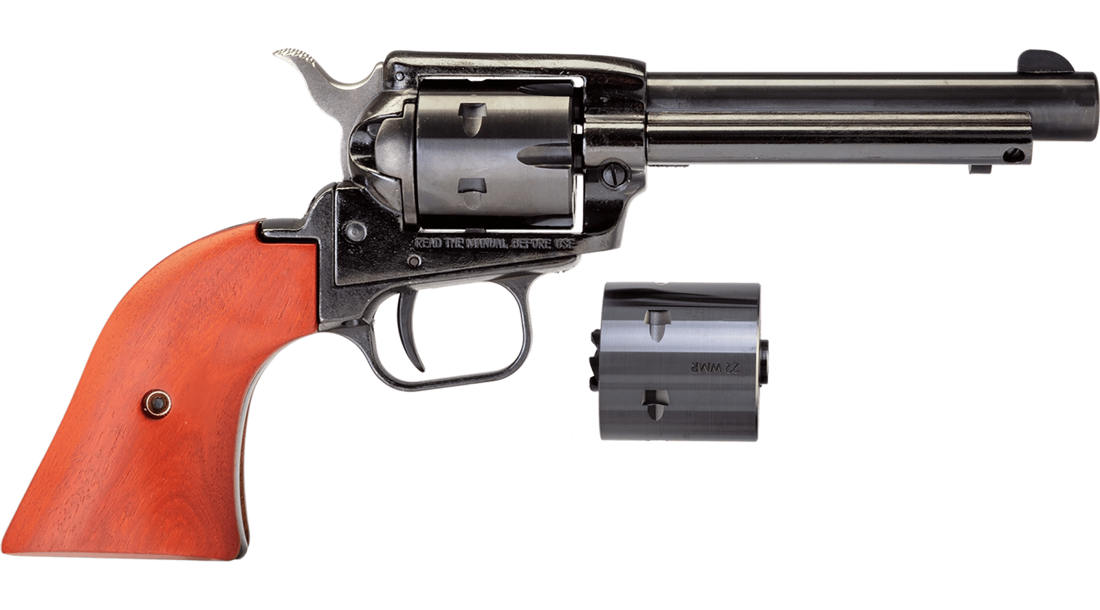 Heritage Mfg RR22MB4 Rough Rider 22 LR 22 WMR 6 Shot, 4.75" Black Steel Barrel, Black Zinc Alloy Frame, Black Cylinder, Cocobolo Grip, Hammer/Thumb Safety, Exposed Hammer
