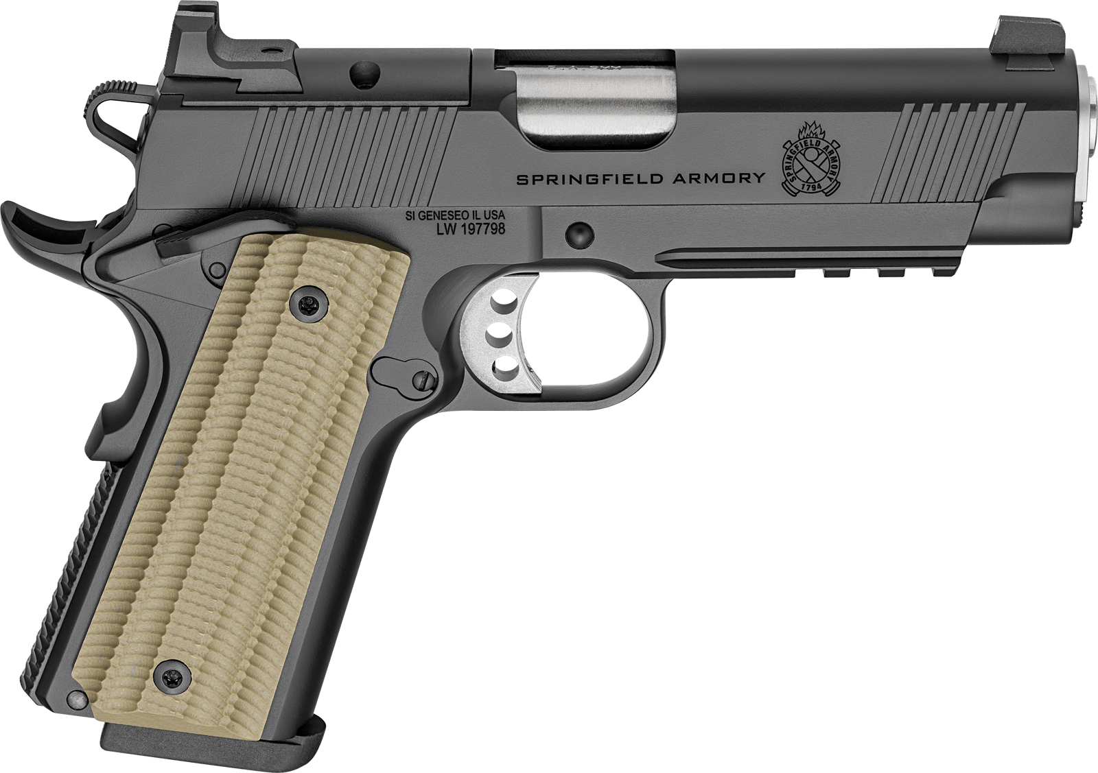 Springfield Armory PO9227AOS 1911 Operator 9mm 9+1 4.25" Black Cerakote Optic Ready Carbon Steel Slide VZ G10 Grip