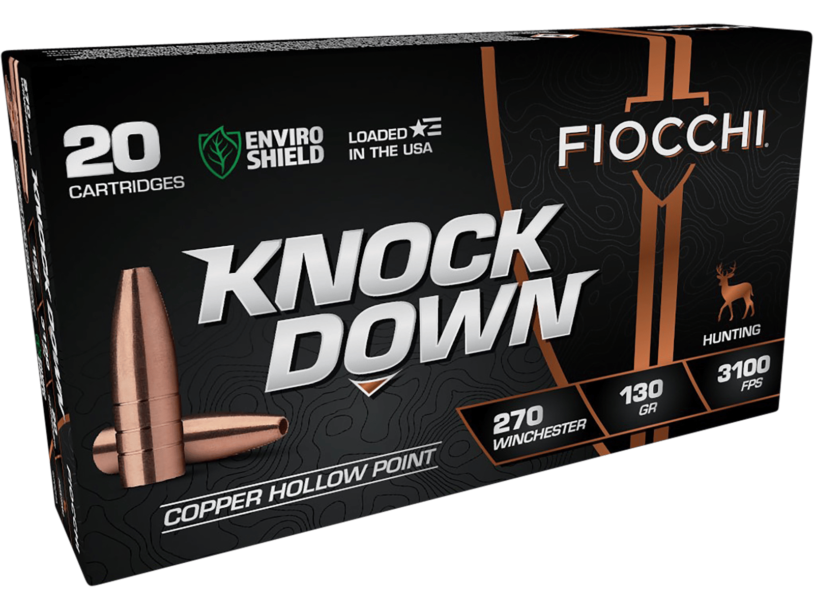 Fiocchi 270CHA Knock Down Enviro Shield 270Win 130gr Hollow Point 20 Per Box/10 Case