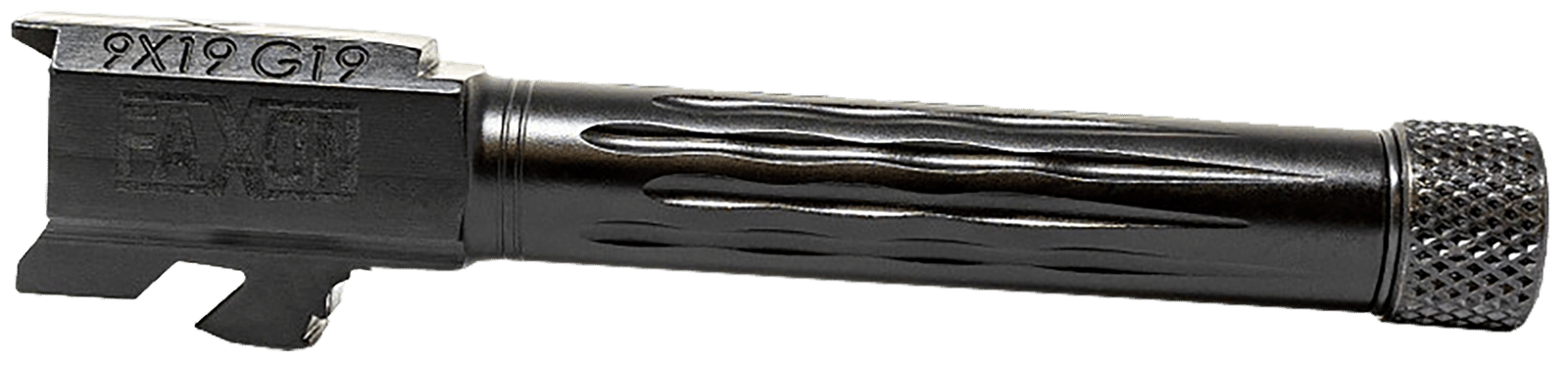 Faxon Firearms GB910N19LGQT Match Series 9mm Luger Compatible w/Glock 45/19 Gen2-5, Fluted Threaded Black Nitride Steel