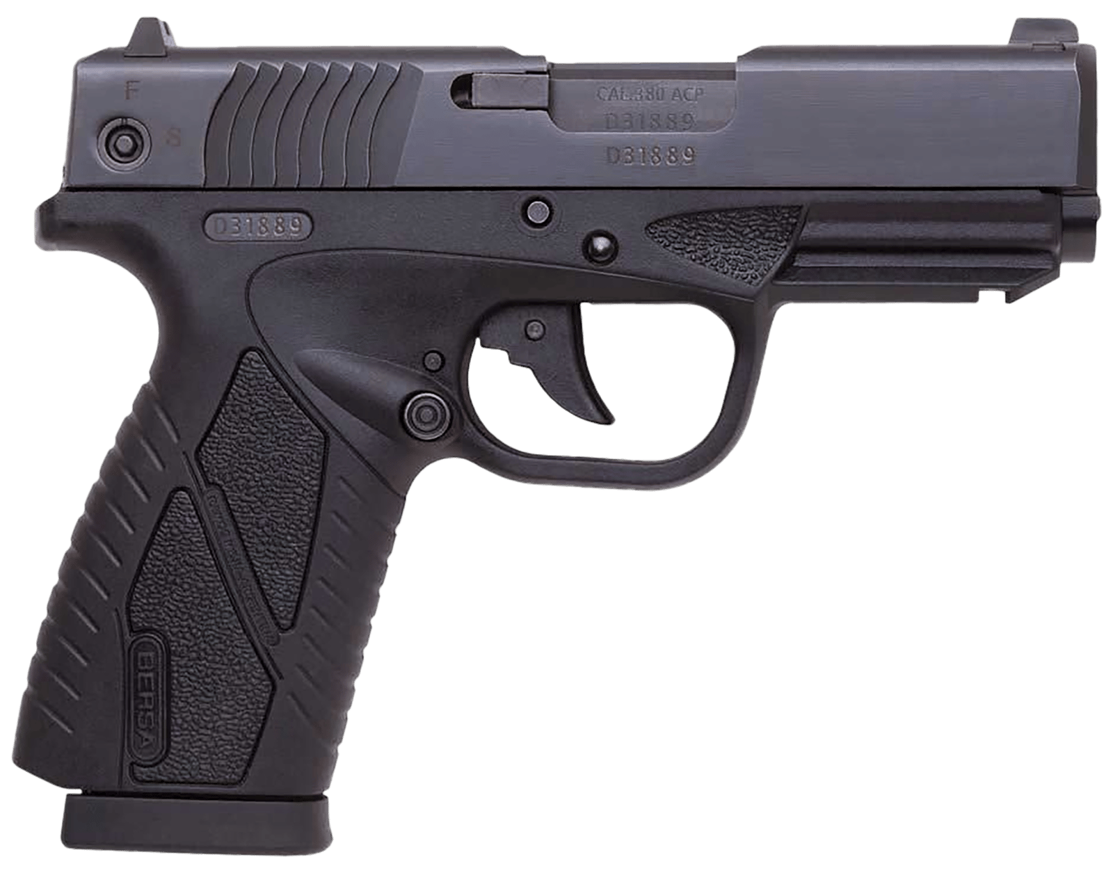 Bersa BP380MCC BPCC Concealed Carry Sub-Compact Frame 380 ACP 8+1, 3.30" Black Steel Barrel, Matte Black Serrated Steel Slide & Polymer Frame w/Picatinny Rail