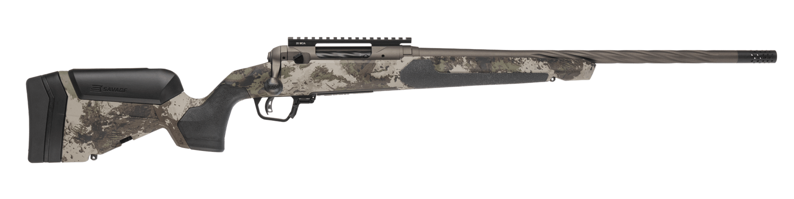 Savage Arms 32574 110 Core Hunter Pro 6.5 PRC 3+1 22" Spiral Fluted Barrel, Savage Woodland Camo AccuStock w/AccuFit V2 Synthetic Stock, Right Hand