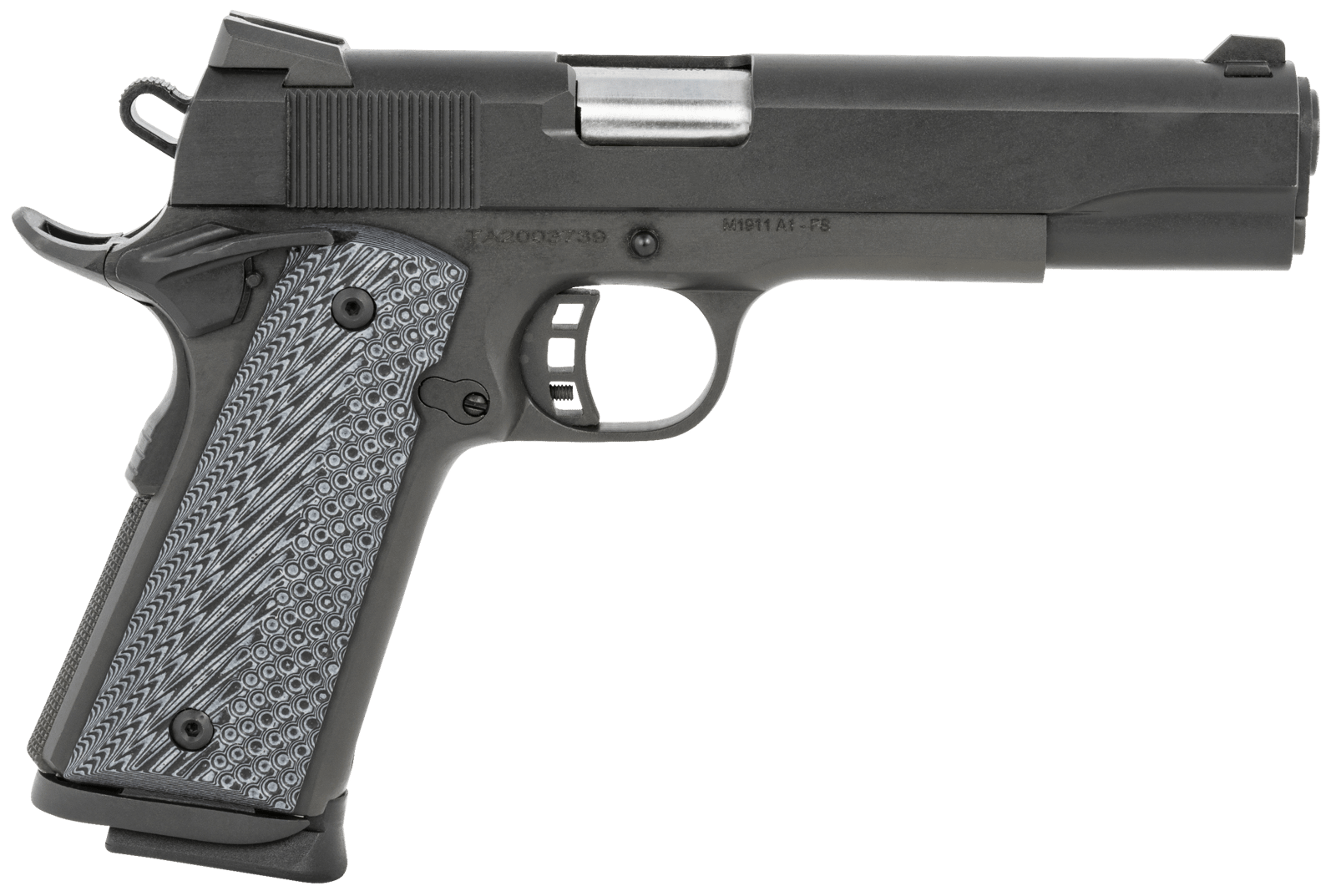 Taylors & Company 230058 Armscor 1911 Tactical Full Size 9mm Luger 8+1, 5" Stainless Steel Barrel, Black Parkerized Serrated Slide, Black Parkerized Steel Frame w/Beavertail, Gray G10 Grip