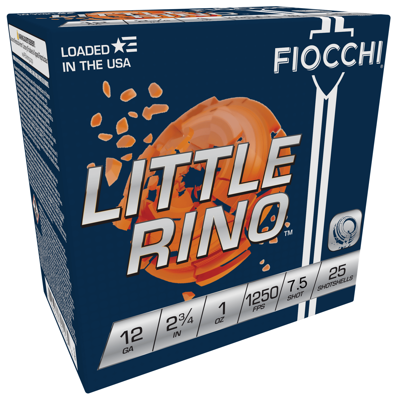 Fiocchi 12TX75 Exacta Target Little Rino 12Gauge 2.75" 1oz 7.5Shot 25 Per Box/10 Case