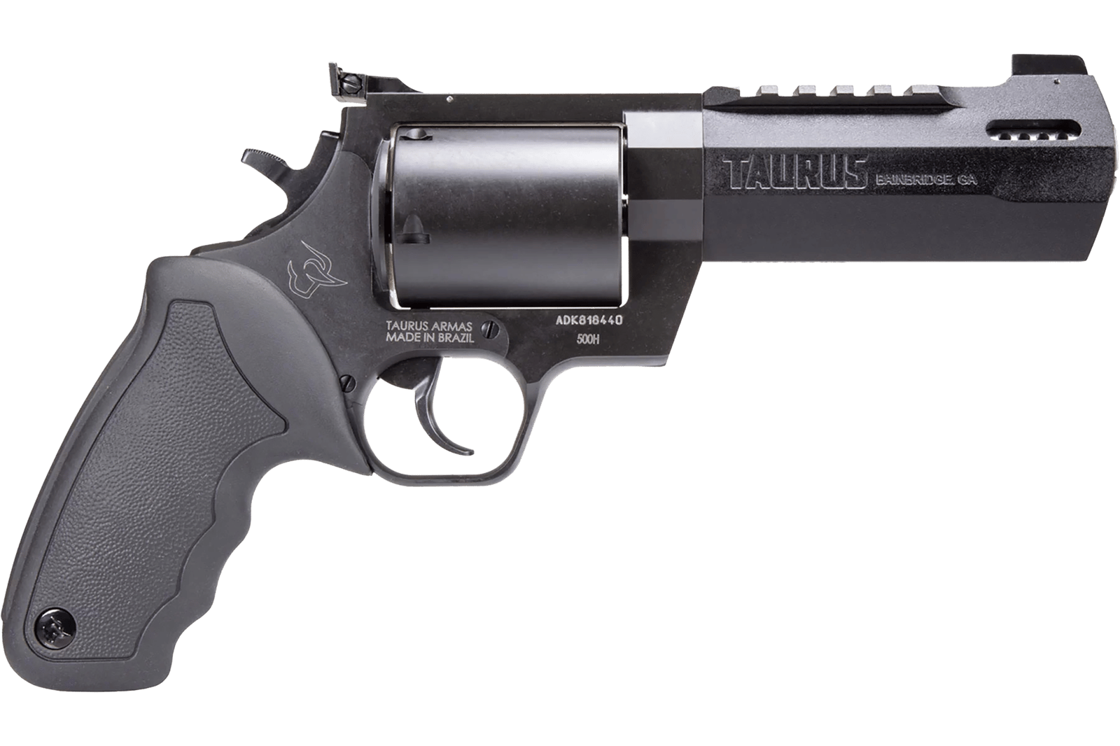 Taurus 2500051RH Raging Hunter Large Frame 500 S&W Mag 5rd 5.12" Black Ported/Target Crown Barrel, Matte Black Oxide Cylinder, Black Steel Frame, Black Rubber Grip