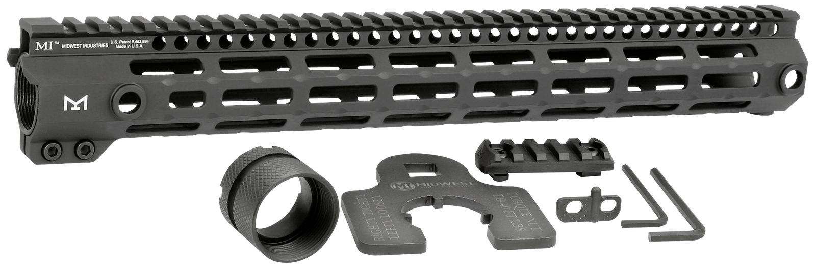 Midwest Industries MIG4M15 Tactical G4M Handguard AR-15 Black Hardcoat Anodized Black 15' 6061-T6 Aluminum M-LOK