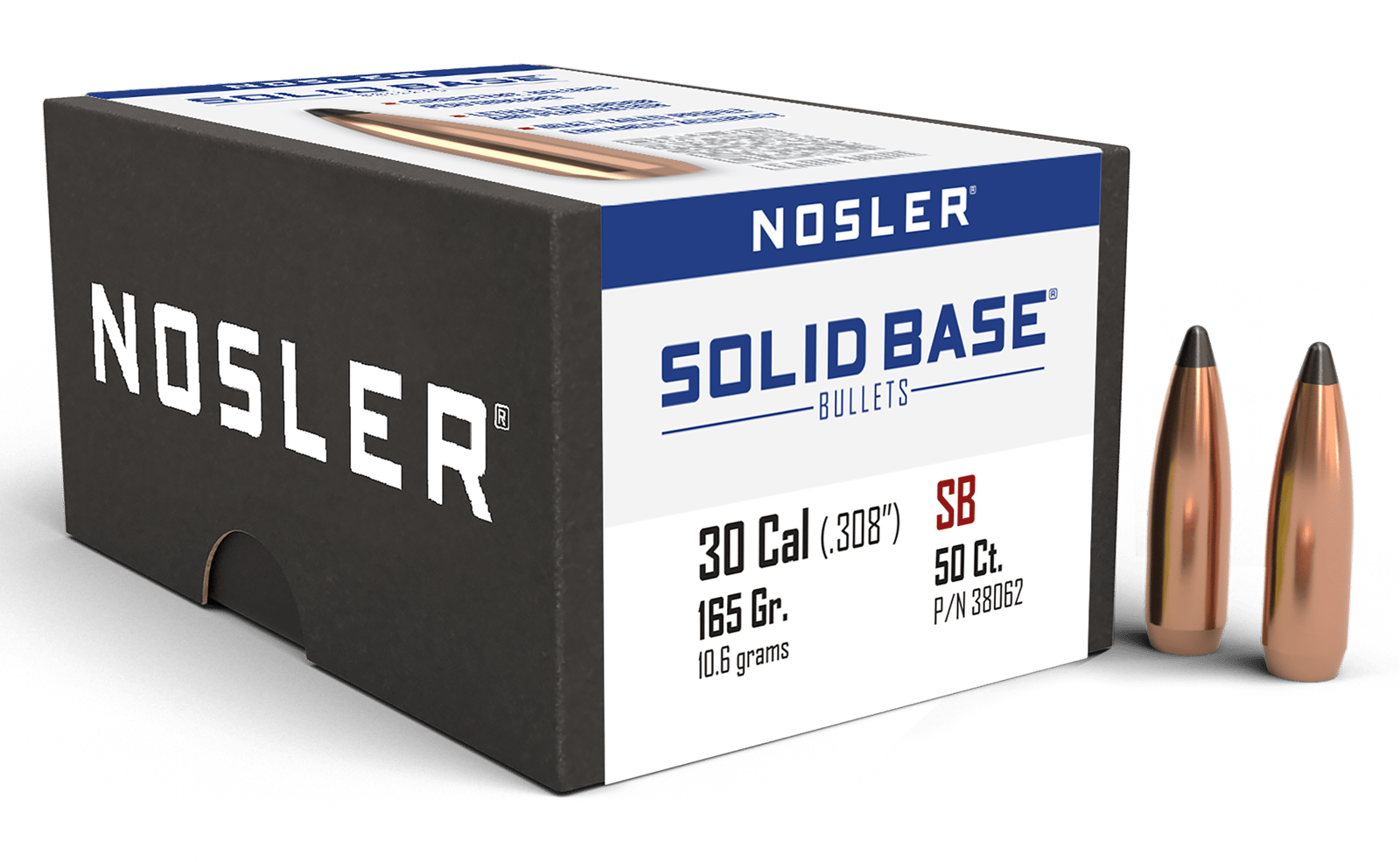 Nosler 38062 Solid Base 30Cal 165gr Soft Point 50CT