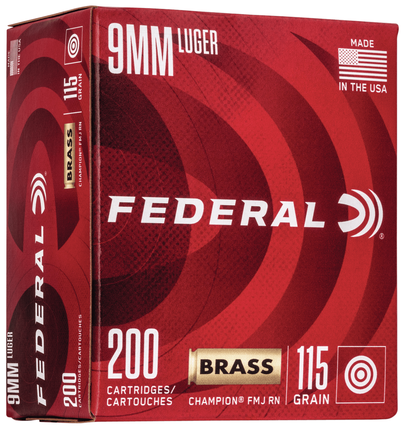 Federal WM51992 Champion Training 9mmLuger 115gr Full Metal Jacket 200 Per Box/5 Case