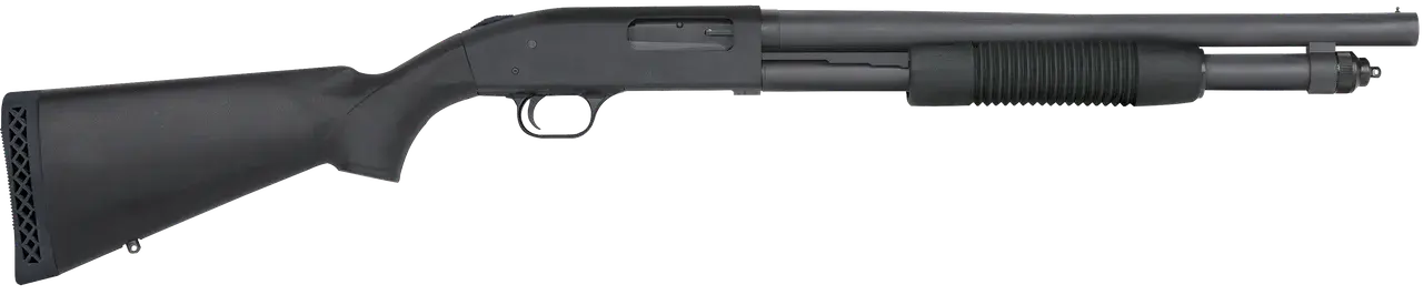 Mossberg 50778 590 Tactical 12 Gauge 6+1 3" 18.50" Cylinder Bore Barrel, Matte Blued Metal Finish, Dual Extractors, Drilled & Tapped Receiver, Synthetic Stock