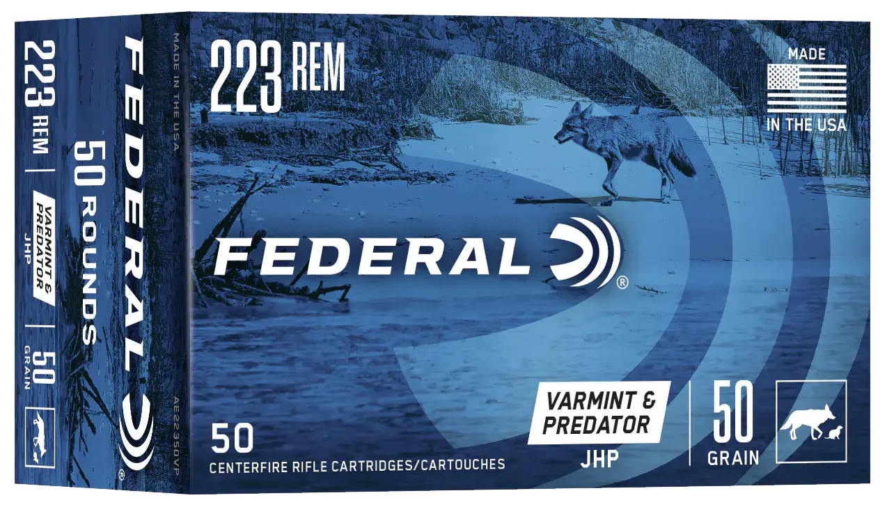 Federal AE22350VP American Eagle Varmint & Predator 223Rem 50gr Jacketed Hollow Point 50 Per Box/5 Case