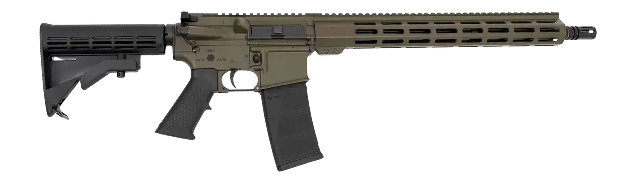 Andro Corp Industries 55616BBODG ACI-15 Bravo 5.56 NATO 30+1 16" Black Nitride Threaded Barrel, OD Green Aluminum Receiver w/Picatinny Rail, M-LOK Handguard, M4 Black Polymer Stock, Black A2 Grip