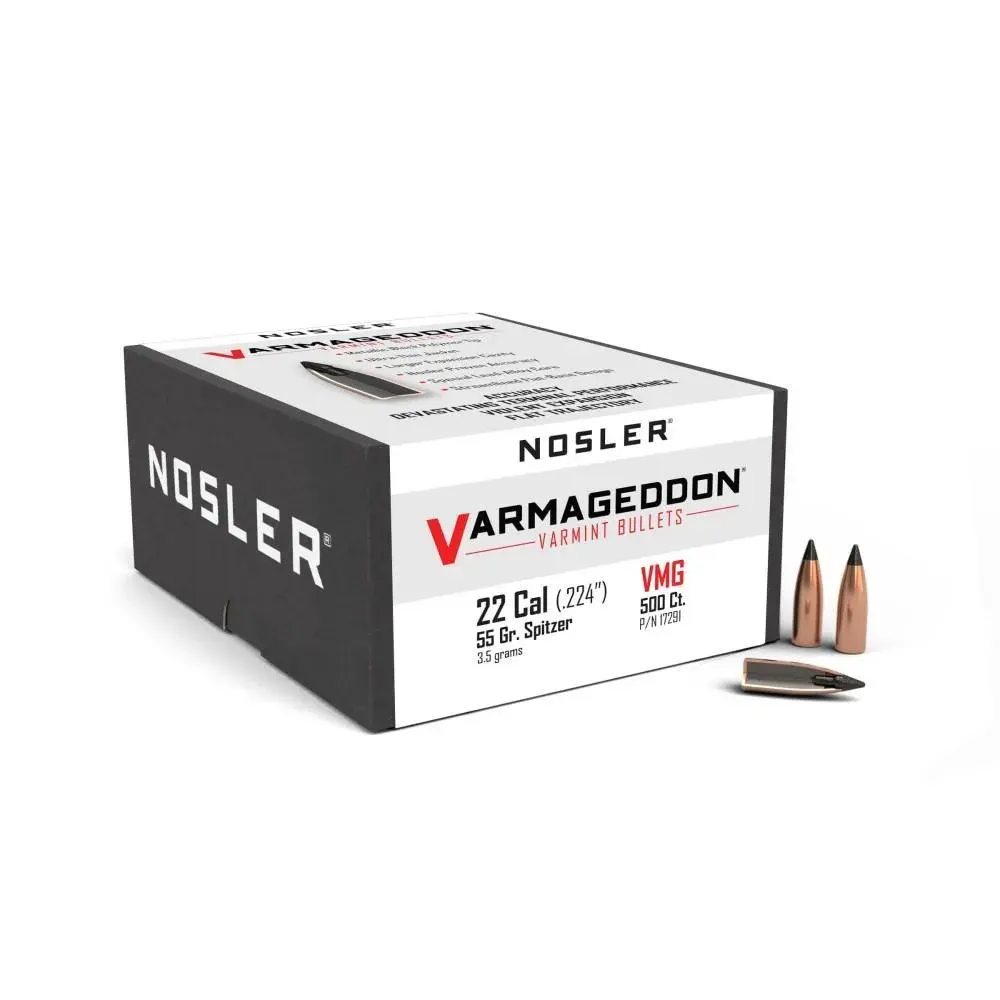 Nosler VarMageddon Rifle Bullets .22 cal .224" 55 gr FB-TIPPED 500/ct