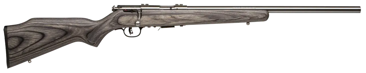 Savage Arms 96705 93R17 BVSS Full Size 17 HMR 5+1 21" Satin Heavy Button Rifled Barrel, Satin Drilled & Tapped Stainless Steel Receiver, Gray Fixed Laminate Stock, Right Hand