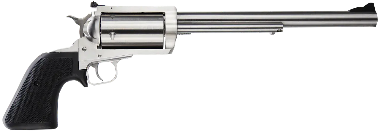 Magnum Research BFR4570 BFR Long Cylinder Large Frame 45-70 Gov 5 Shot, 10" Brushed Stainless Steel Barrel, Cylinder & Frame, Black Rubber Grip, Exposed Hammer