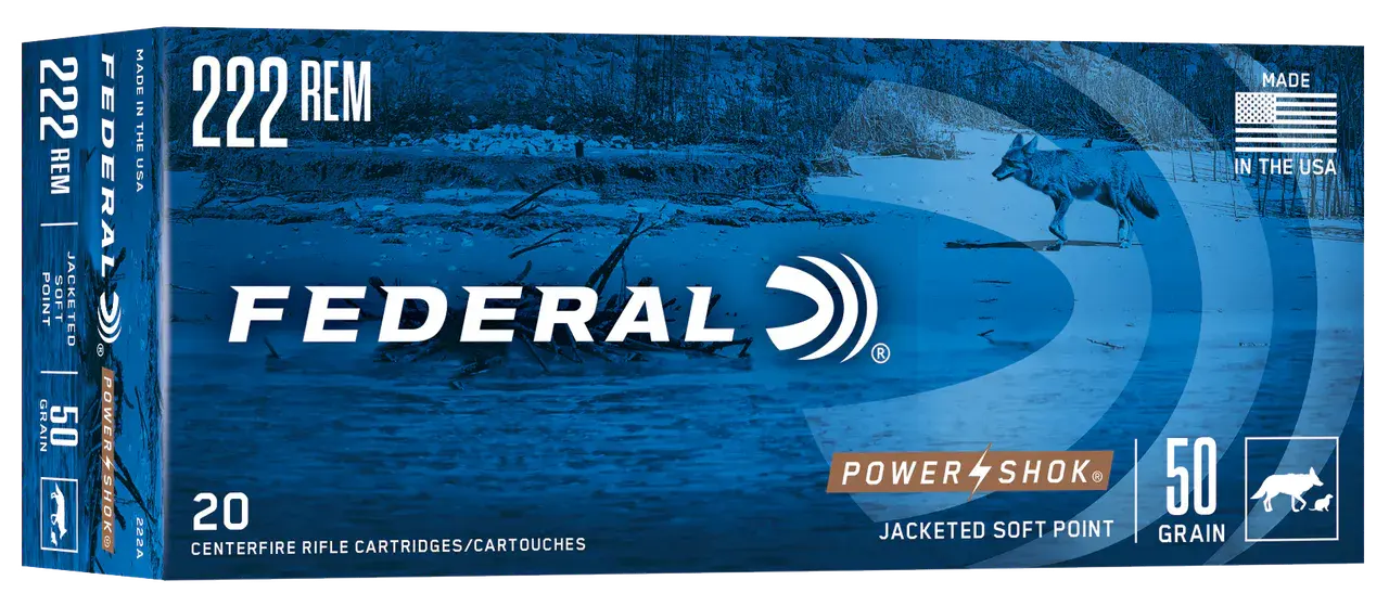 Federal 222A Power-Shok 222Rem 50gr Jacketed Soft Point 20 Per Box/10 Case