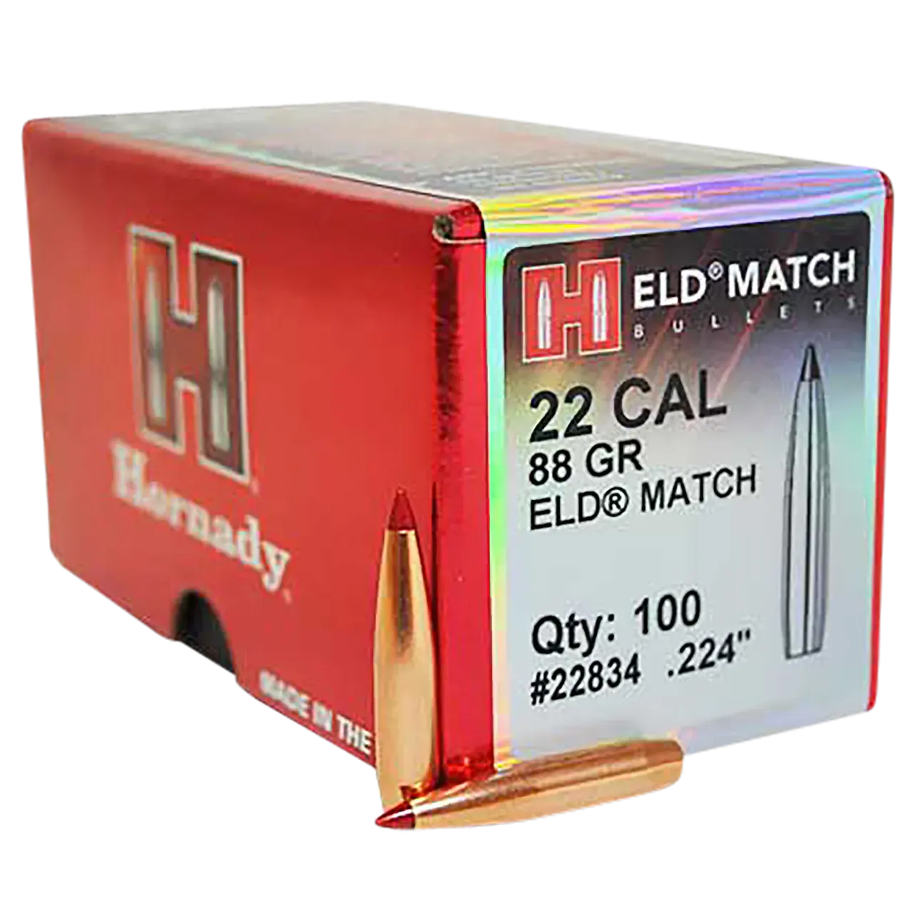 Hornady 22834 ELD Match 22 Cal .224 88 gr Extremely Low Drag Match 100 Per Box/ 25 Case