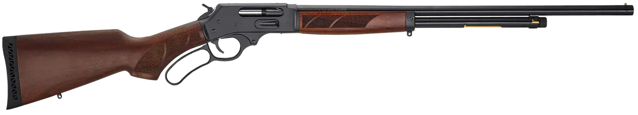 Henry H018G410 Side Gate Full Size 410 Bore Lever 2.50" 6+1 24" Blued Steel Barrel, Blued Drilled & Tapped Steel Receiver, Fixed American Walnut Wood Stock, Right Hand
