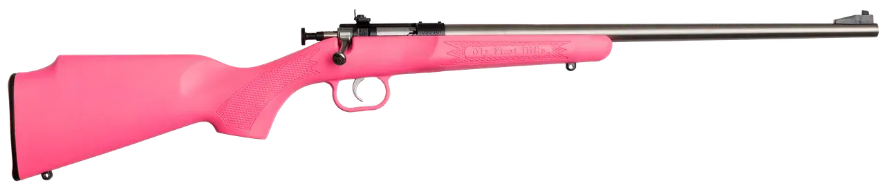 Crickett KSA2221 Youth 22 LR 1rd 16.12" Stainless Single Shot Barrel, Blued Stainless Steel Receiver, Pink Fixed Synthetic Stock, Right Hand