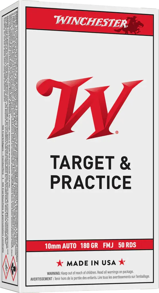 Winchester Ammo USA10MM USA 10mmAuto 180gr Full Metal Jacket Flat Nose 50 Per Box/10 Case