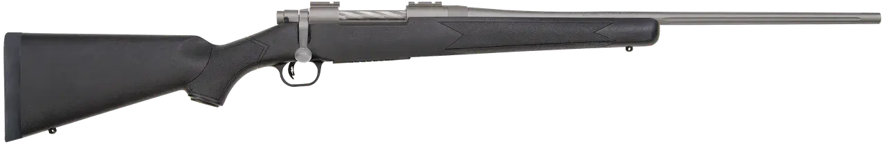 Mossberg 28010 Patriot Synthetic Full Size 30-06 Springfield 5+1 22" Stainless Cerakote Fluted Barrel, Stainless Cerakote Receiver Drilled & Tapped, Black Fixed Synthetic Stock, Right Hand
