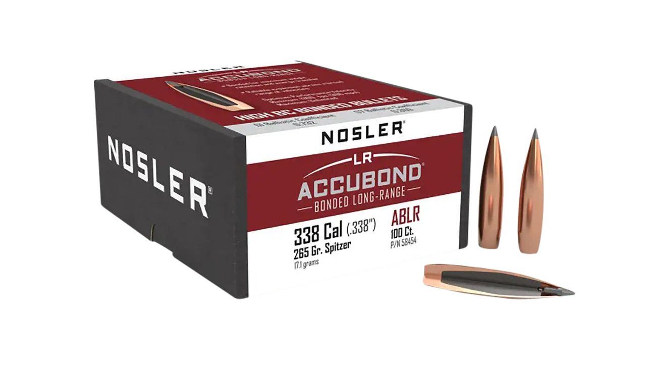 Nosler 58454 AccuBond Long Range 338Cal 265gr Spitzer Point Boat Tail 100/Box