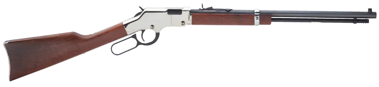 Henry H004SM Golden Boy Silver 22 WMR Caliber with 12+1 Capacity, 20" Blued Barrel, Nickel-Plated Metal Finish & American Walnut Stock Right Hand (Full Size)