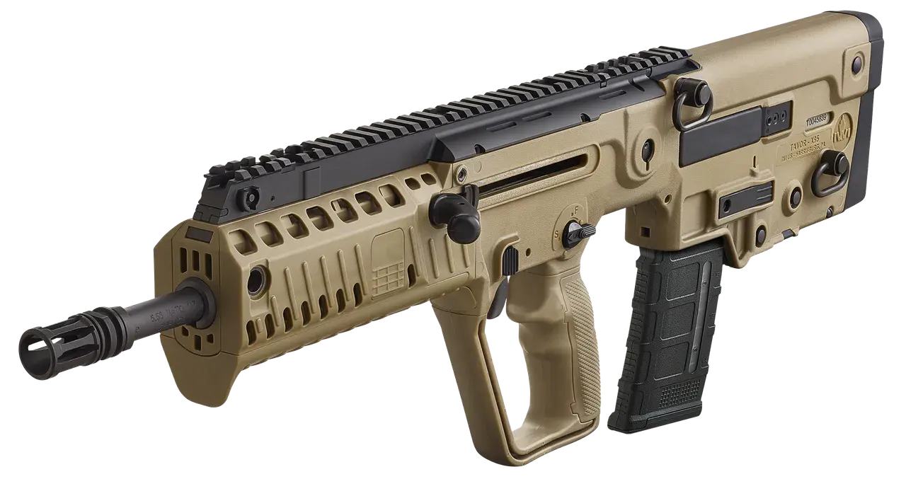 IWI US XFD16 Tavor X95 5.56x45mm NATO Caliber with 16.50" Barrel, 30+1 Capacity, Flat Dark Earth Metal Finish, Flat Dark Earth Fixed Bullpup Stock & Polymer Grip Right Hand