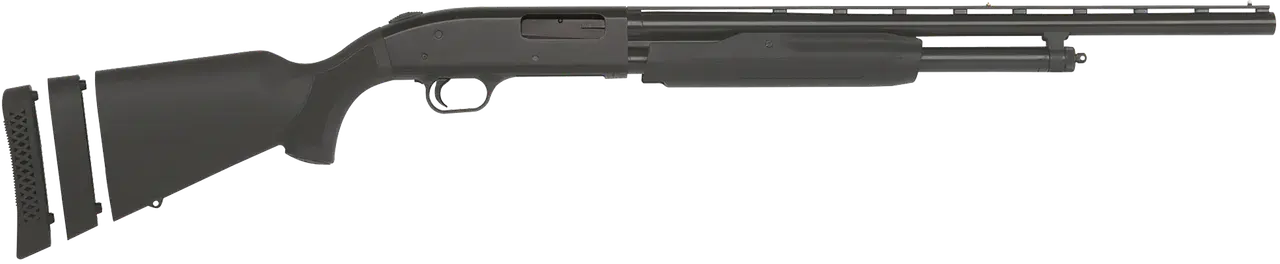 Mossberg 54210 500 Super Bantam Youth 20 Gauge Pump 3" 5+1 22" Blued Vent Rib Barrel, Blued Steel Receiver, Adj LOP Black Synthetic Stock, Right Hand