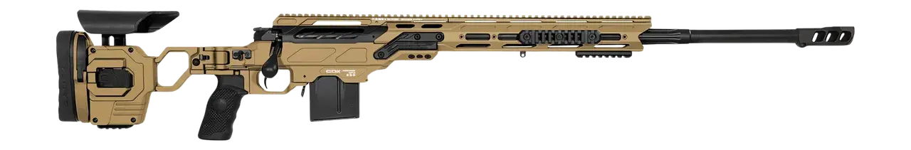 Cadex Inc CDX30LITE6524BR20I2B1N CDX-30 Lite 6.5 Creedmoor 10+1 24" Black DLC Fluted Threaded Barrel, Hybrid Tan Cerakote Receiver w/Picatinny Rail, M-LOK Handguard, Adjustable Folding Hybrid Tan Butt