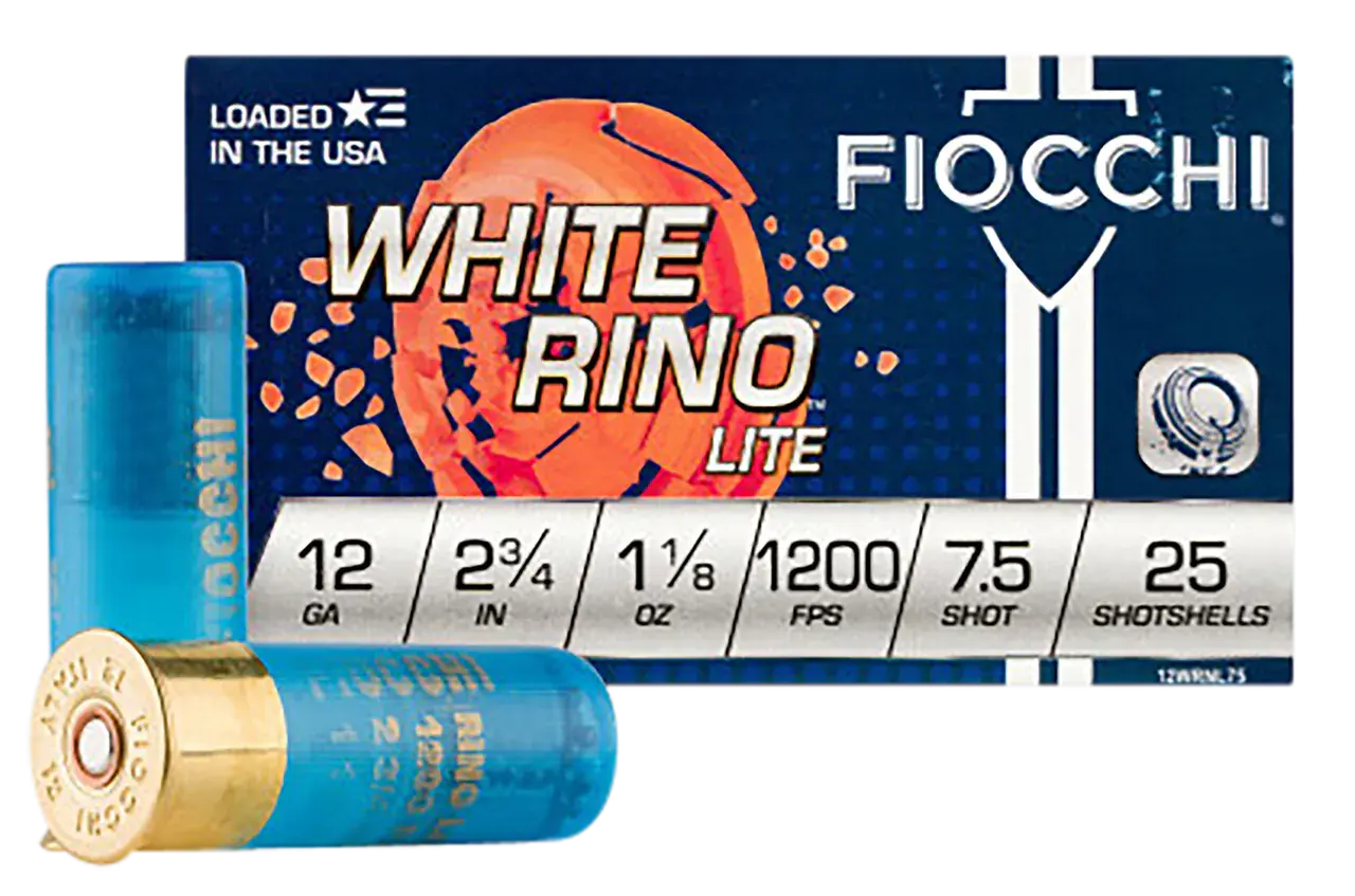 Fiocchi 12WRNL75 Exacta Target White Rino Lite 12Gauge 2.75" 1 1/8oz 7.5Shot 25 Per Box/10 Case
