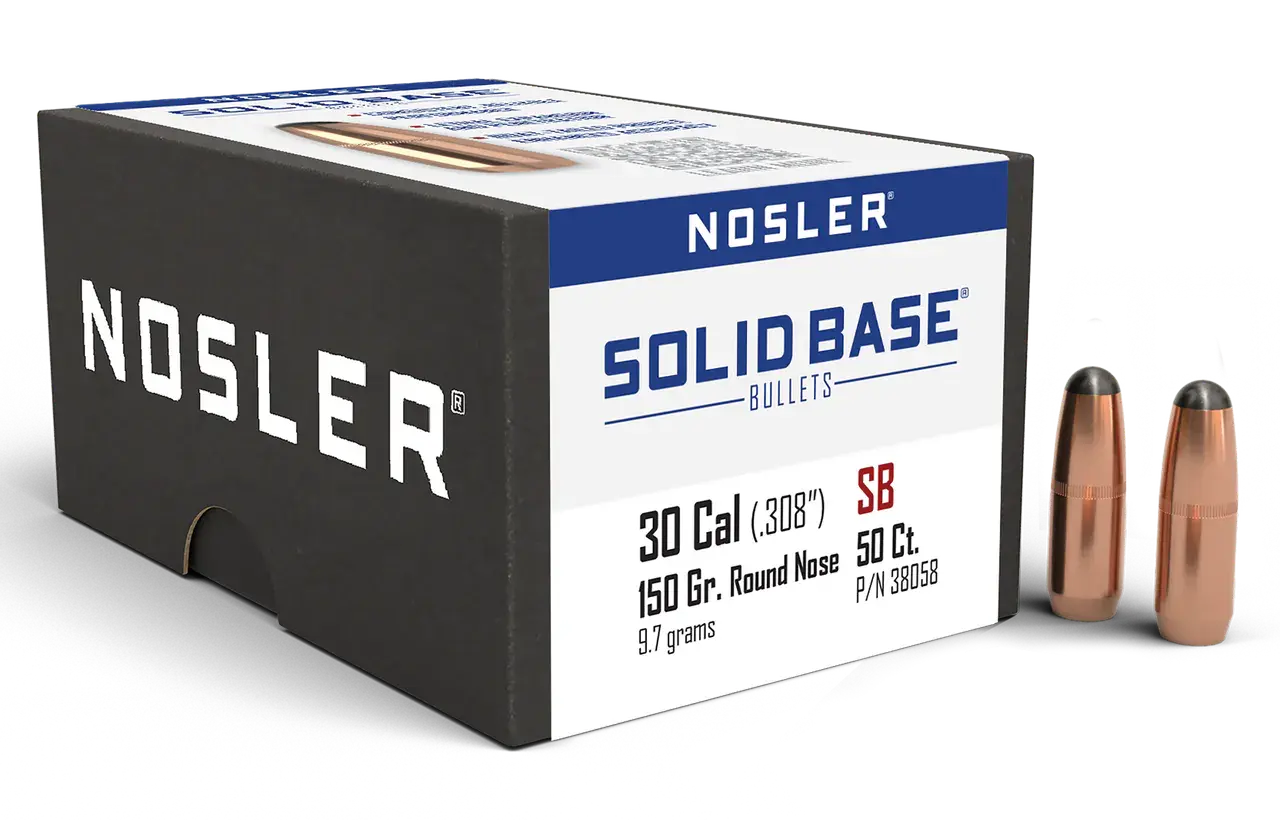Nosler 38058 Solid Base 30Cal 150gr Round Nose 50CT