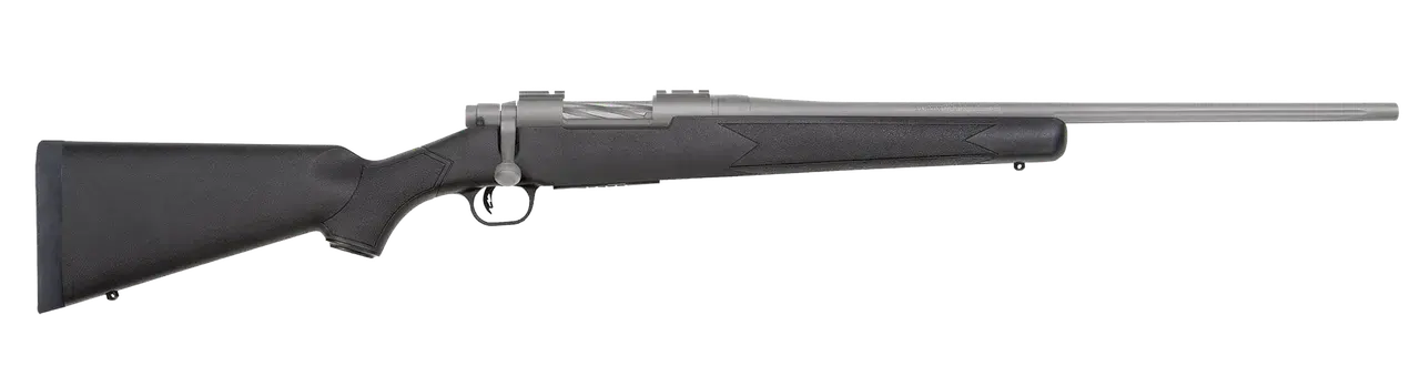 Mossberg 28260 Patriot Full Size 350 Legend 4+1 22" Stainless Cerakote Fluted Barrel, Drilled & Tapped Stainless Cerakote Stainless Steel Receiver, Black Fixed Synthetic Stock