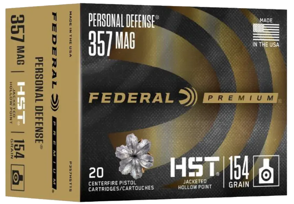 Federal P357HST1S Premium Personal Defense 357Mag 154gr HST Jacketed Hollow Point 20 Per Box/10 Case