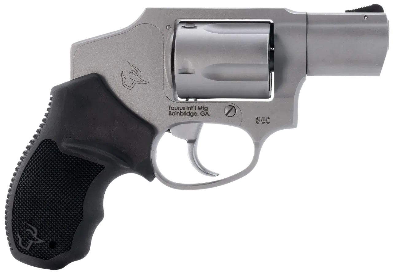 Taurus 2-850129 850 Small 38 Special 5 Shot 2" Matte Stainless Steel Barrel & Cylinder, Matte Stainless Steel Frame, Black Rubber Grip, Transfer Bar Safety, Concealed Hammer