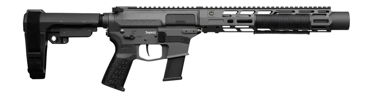 CMMG 45AEA70-TNG MkG 45 ACP 13+1 6.50" Black Nitride Threaded Barrel. Tungsten Cerakote Aluminum Receiver w/Picatinny Rail, M-LOK Handguard, Black Polymer CMMG RipBrace, CMMG Zeroed Grip, Ambidextrous