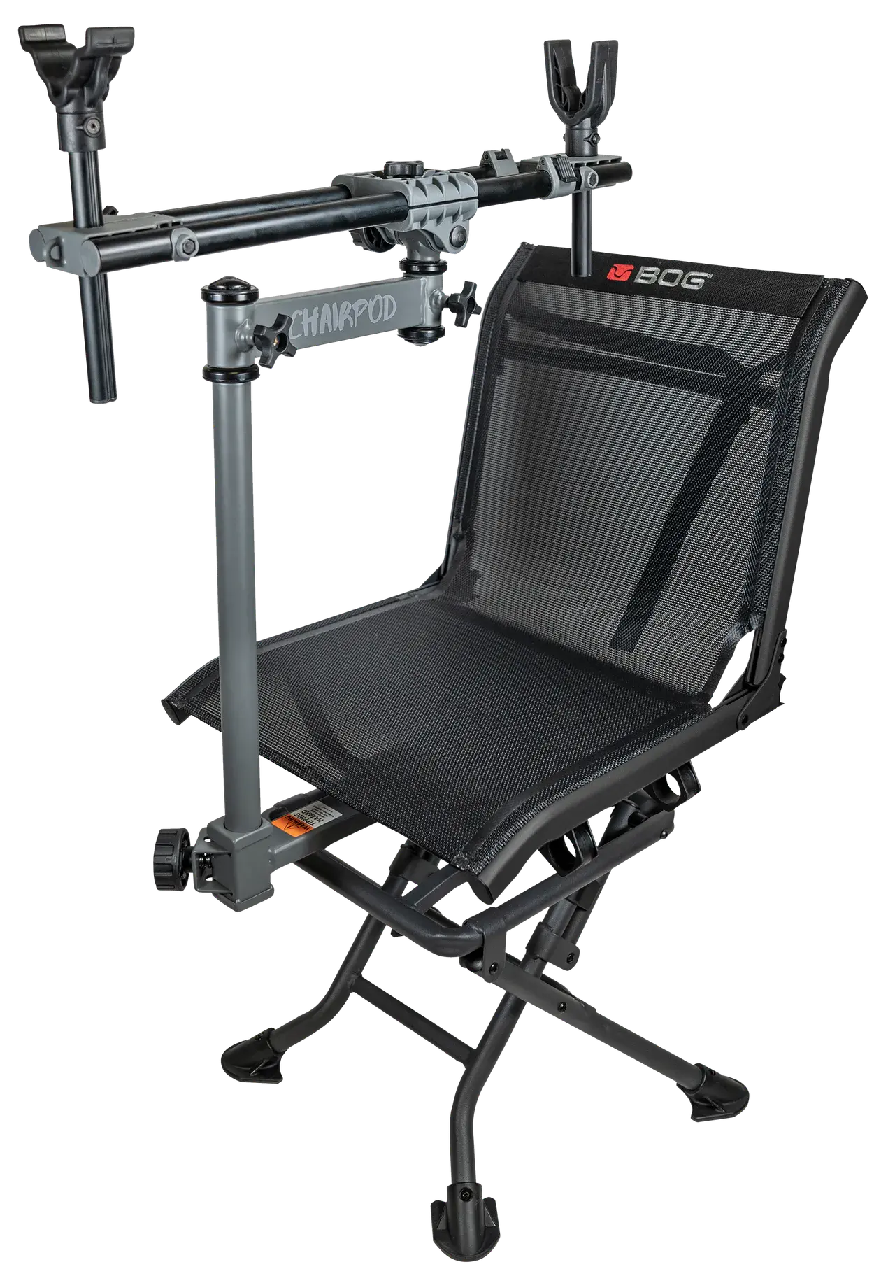 Bog-Pod 1100475 ChairPod Chair with Rotating Gun Mount, 4 Legs, Black, Aluminum Frame, 41" Max Height