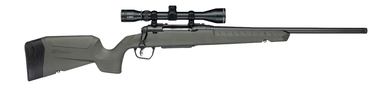 Savage Arms 33168 Axis 2 XP w/Optic 25-06 Rem 4+1 20" Matte Black Carbon Steel Threaded Barrel, Drilled & Tapped Receiver, OD Green Synthetic Fixed w/Pistol Grip Stock, 3-9x40mm Duplex Scope, Right Ha