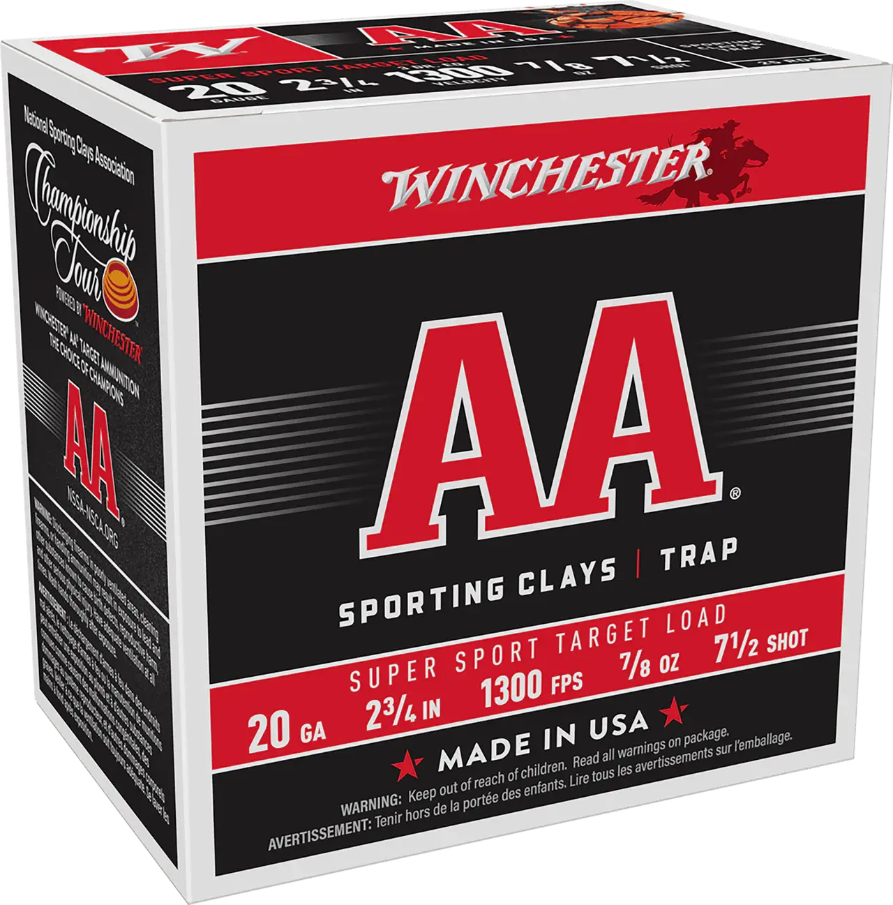 Winchester Ammo AASC207 AA Super Sport Sporting Clay 20Gauge 2.75" 7/8oz 7.5Shot 25 Per Box/10 Case