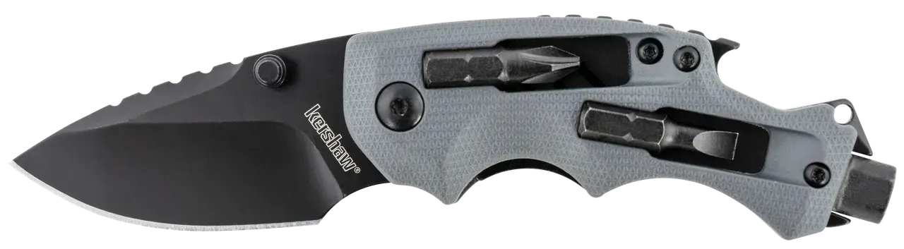 Kershaw 8720 Shuffle DIY 2.40" Folding Drop Point Plain Black Oxide 8Cr13MoV SS Blade Gray Glass-Filled Nylon Handle Includes Pocket Clip