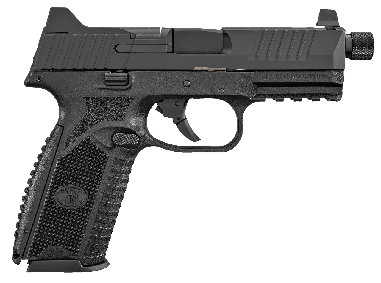 FN 66100375 509T 9mm Luger 17+1/24+1, 4.50" Black Steel Threaded Barrel, Matte Black Optic Ready/Serrated Stainless Steel Slide, Matte Black Polymer Frame w/Picatinny Rail