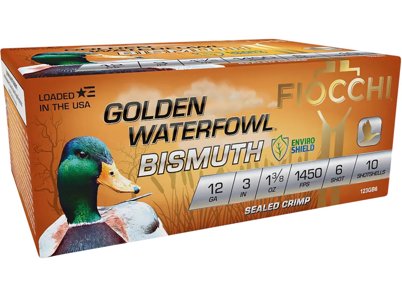 Fiocchi 123GB6 Golden Waterfowl Bismuth 12Gauge 3" 1 3/8oz 6Shot 10 Per Box/10 Case