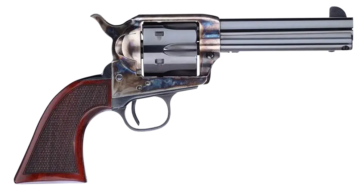 Taylors & Company 556204DE Short Stroke Smoke Wagon 357 Mag 6rd 4.75" Blued Cylinder & Barrel Color Case Hardened Steel Frame Checkered Walnut Navy Size Grip (Taylor Tuned)