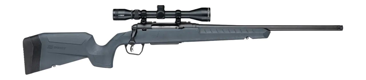 Savage Arms 33177 Axis 2 XP 308 Win 4+1 20" Matte Black Carbon Steel Threaded Barrel & Drilled & Tapped Receiver, Gray Synthetic Fixed w/Pistol Grip Stock, 3-9x40mm Duplex Scope, Right Hand
