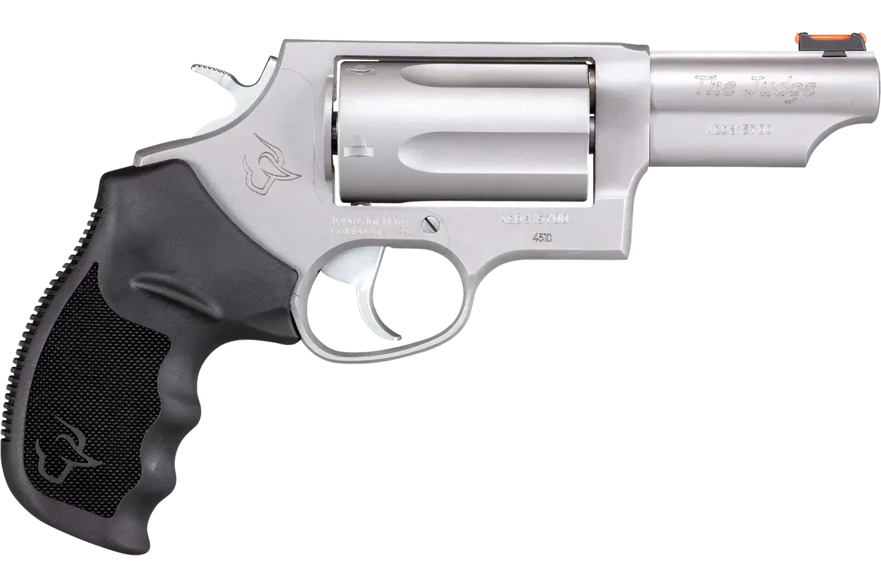 Taurus 2-441039T Judge Compact 45 Colt (Long Colt)/410 Bore 5rd Shot 3" Matte Stainless Steel Barrel, Cylinder & Frame, Black Ribber Grip, Transfer Bar Safety, Exposed Hammer