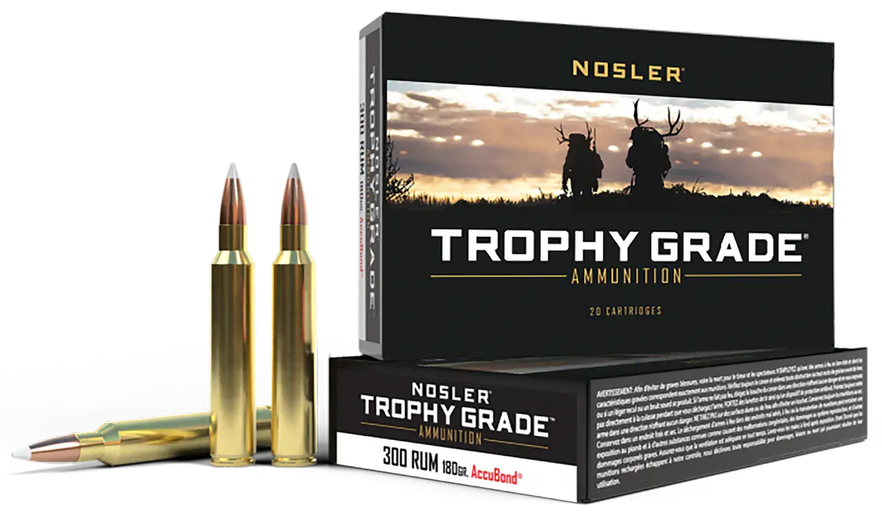 Nosler 60065 Trophy Grade 300RUM 180gr Nosler AccuBond 20 Per Box/10 Case