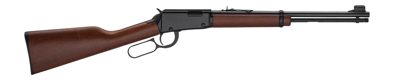 Henry H001Y22 Classic Youth 22 S/L/LR 13/14/18+1 16.50" Blued Barrel, Black Aluminum Grooved Receiver, American Walnut Straight Grip Stock